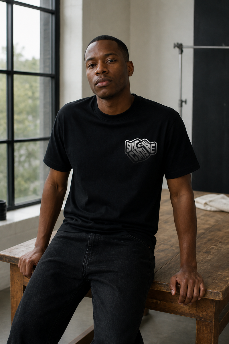 Sincere CMTY AI editorial styling concept — sincere tee location v2