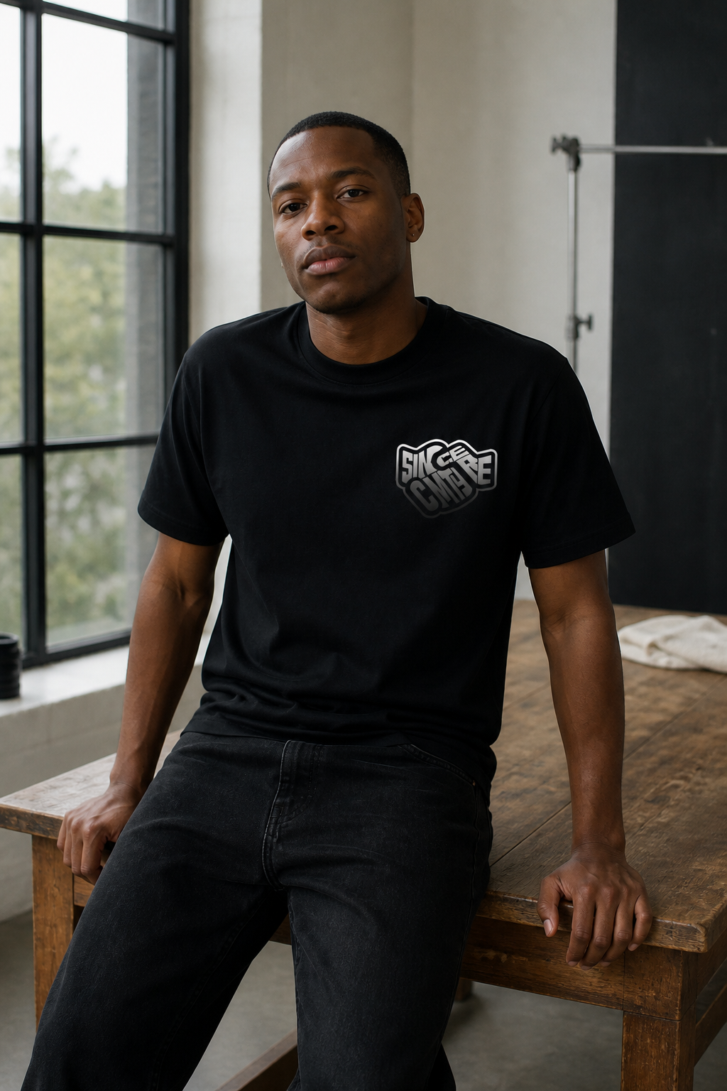 Sincere CMTY AI editorial styling concept — sincere tee location v2